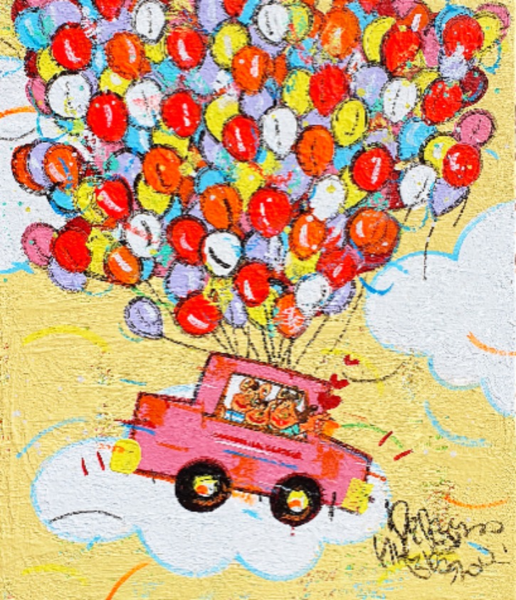 행복한 돼지가족_행복한여행 (Happy Pig Family)-(幸せ豚_ 幸せ旅),10F(53X45.5cm),Acrylic on Canvas,2020,250만원,2500$.jpg